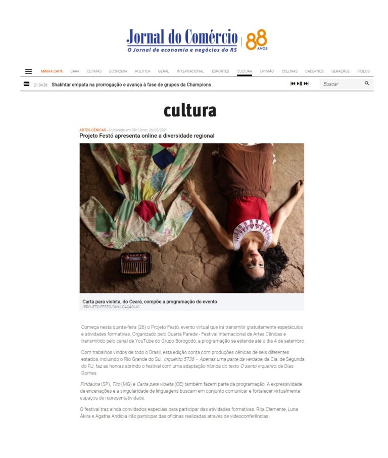 Quarta Parede - Festival Internacional de Artes Cênicas Projeto Festó Grupo Borogodó